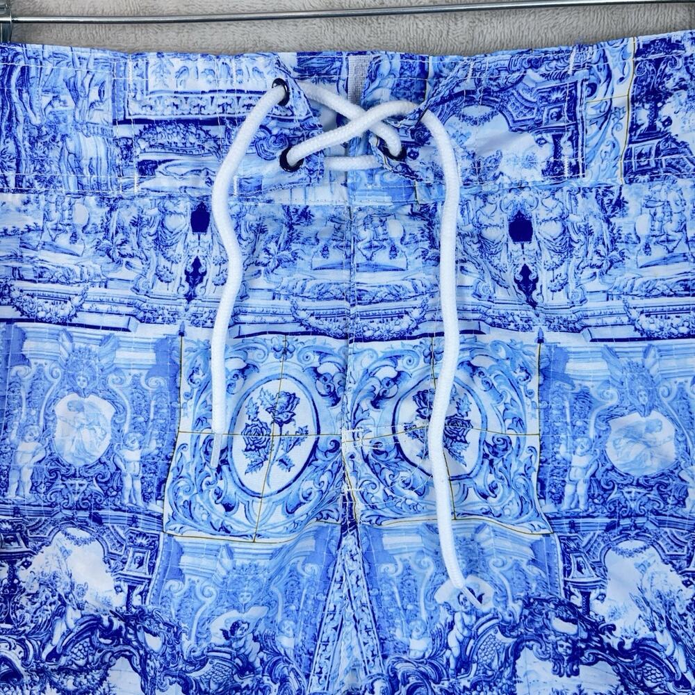 Antica Sartoira Blue Toile Board Swim Shorts Men's M Giacomo Cinque Positano - Picture 7 of 11
